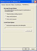 Outlook Connector: Miscellaneous Tab Screen Shot