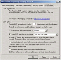 RelayFax: OCR Options screen shot