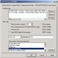 RelayFax: Inbound Fax Rules screen shot