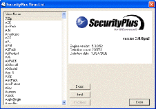 SecurityPlus: Virus List Screen Shot